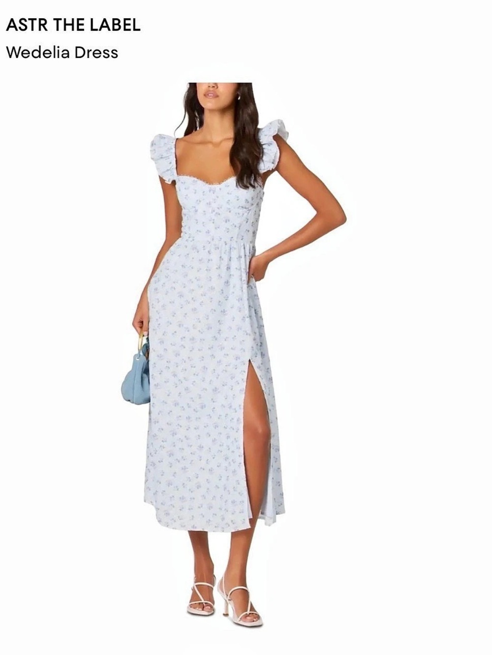 ASTR the Label Wedelia Dress Floral Midi Blue & White -Medium